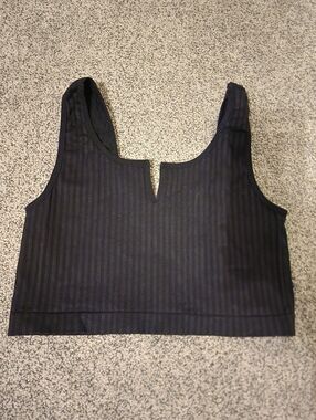 No Boundaries Black Ribbed V-Notch Crop Top/ Bralette Size M